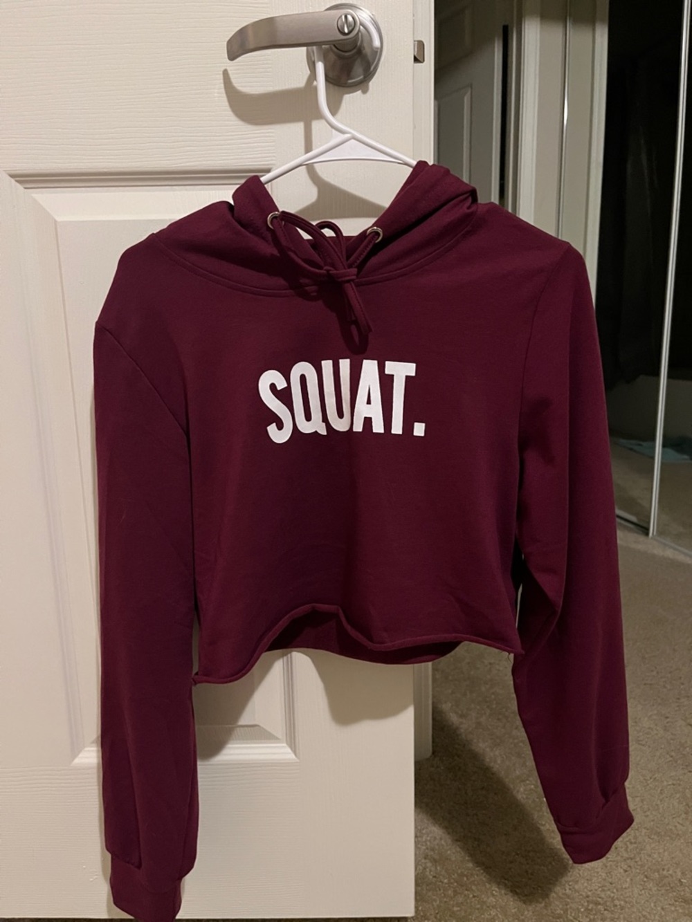 Maroon SQUAT Cropped Hoodie Sweatshirt